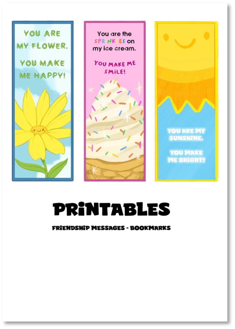 mandy woolf printables - friendship message bookmarks